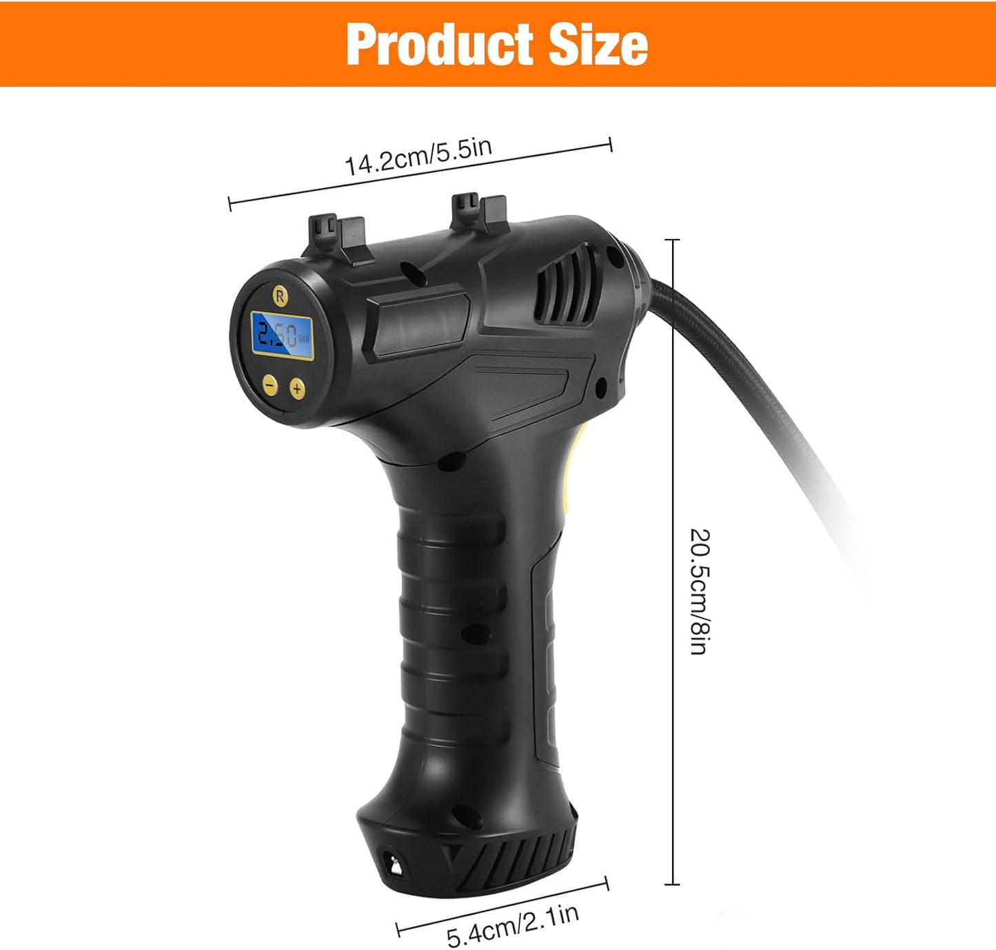 Luftpumpe Für Autoreifen, Kabellos, Elektrische Reifenpumpe, 150 PSI, Tragbar, Elektrische Pumpe Für Autoreifen Mit Led-Licht, Für Motorrad Bike Ball, 168CQJ