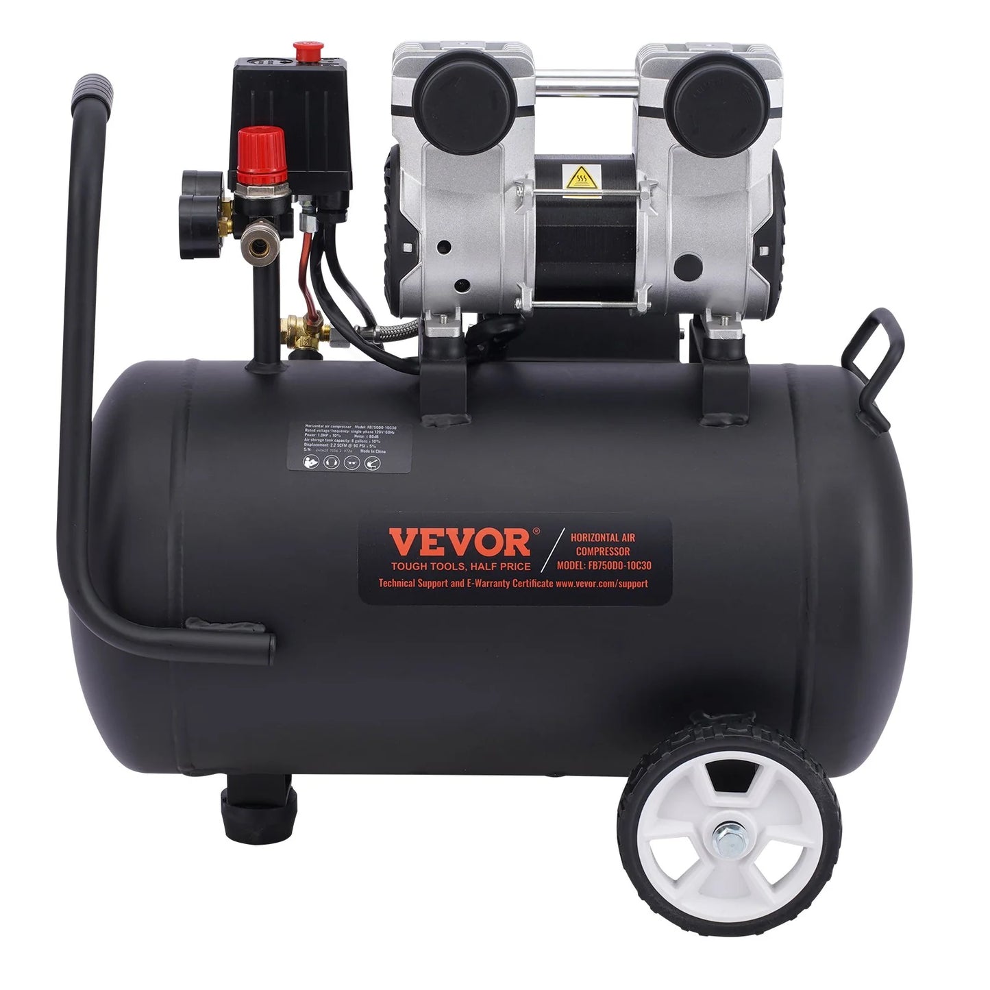 VEVOR Air Compressor Compact Portable Oil Free Compressor 8 Gallon 90 PSI