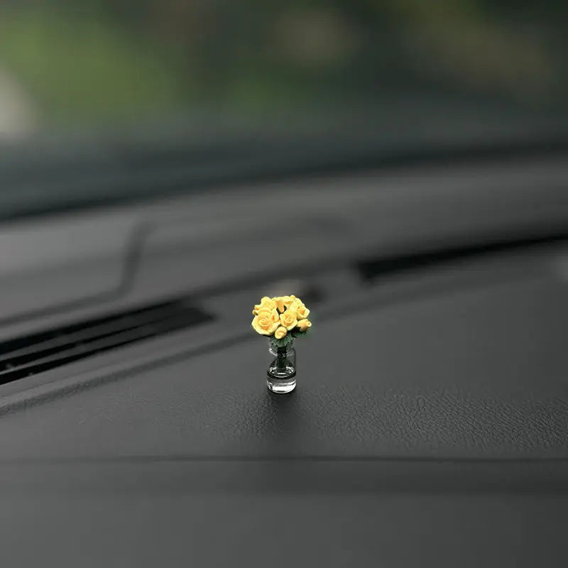 Cute Car Interior Decoration Mini Rose Sunflower Vase Auto Center Console Decoration Ornaments for Car Gifts Accessories