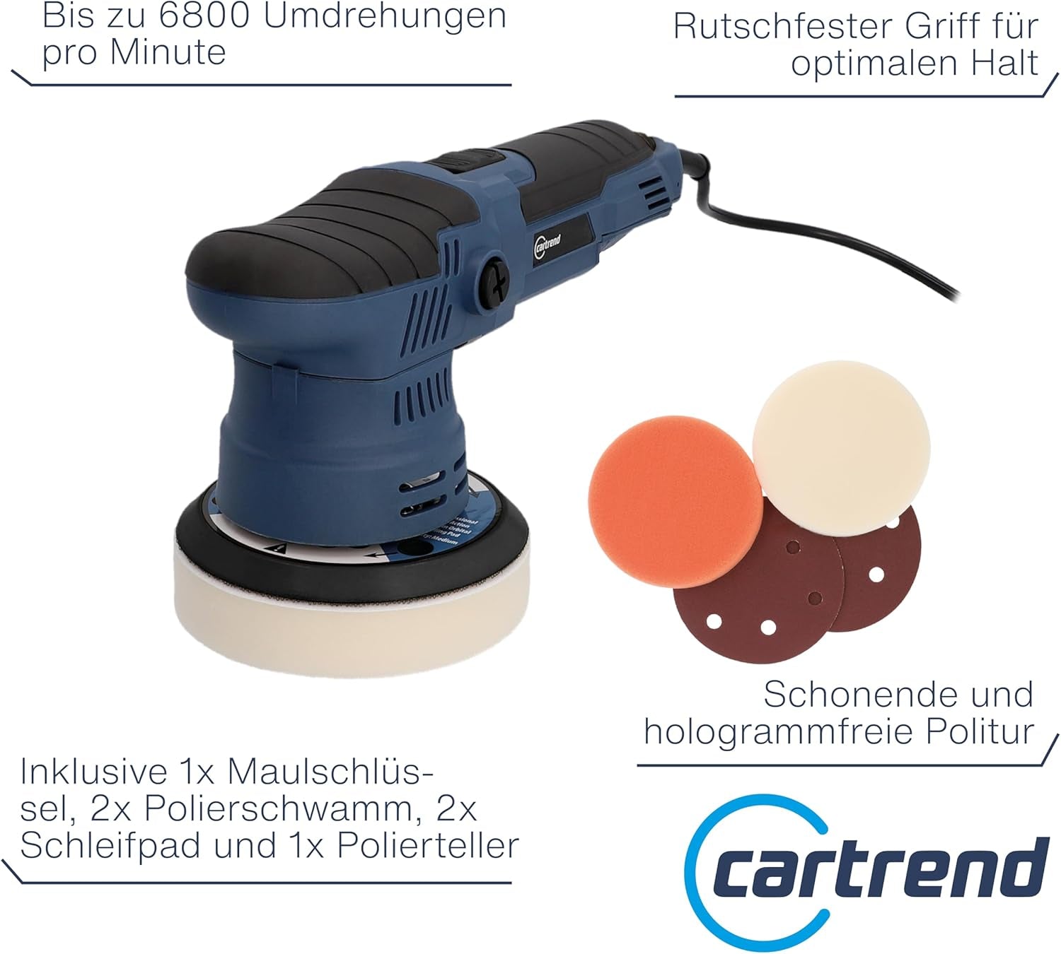 Cartrend Exzenter-Poliermaschine Profi Exzenter-Poliermaschine, Lackschonend Und Hologrammfrei Blau