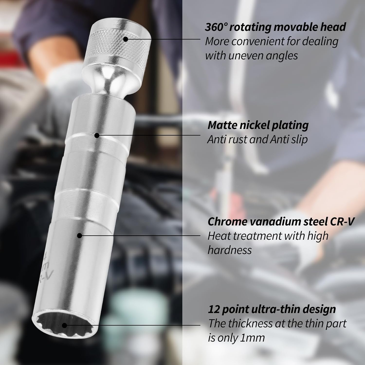 Zündkerzenschlüssel 14Mm Und 16Mm, 2 Stück Magnet Universal Flexibel Zündkerzenschlüssel Satz Werkzeuge Zum Entfernen Für Die Autoreparatur