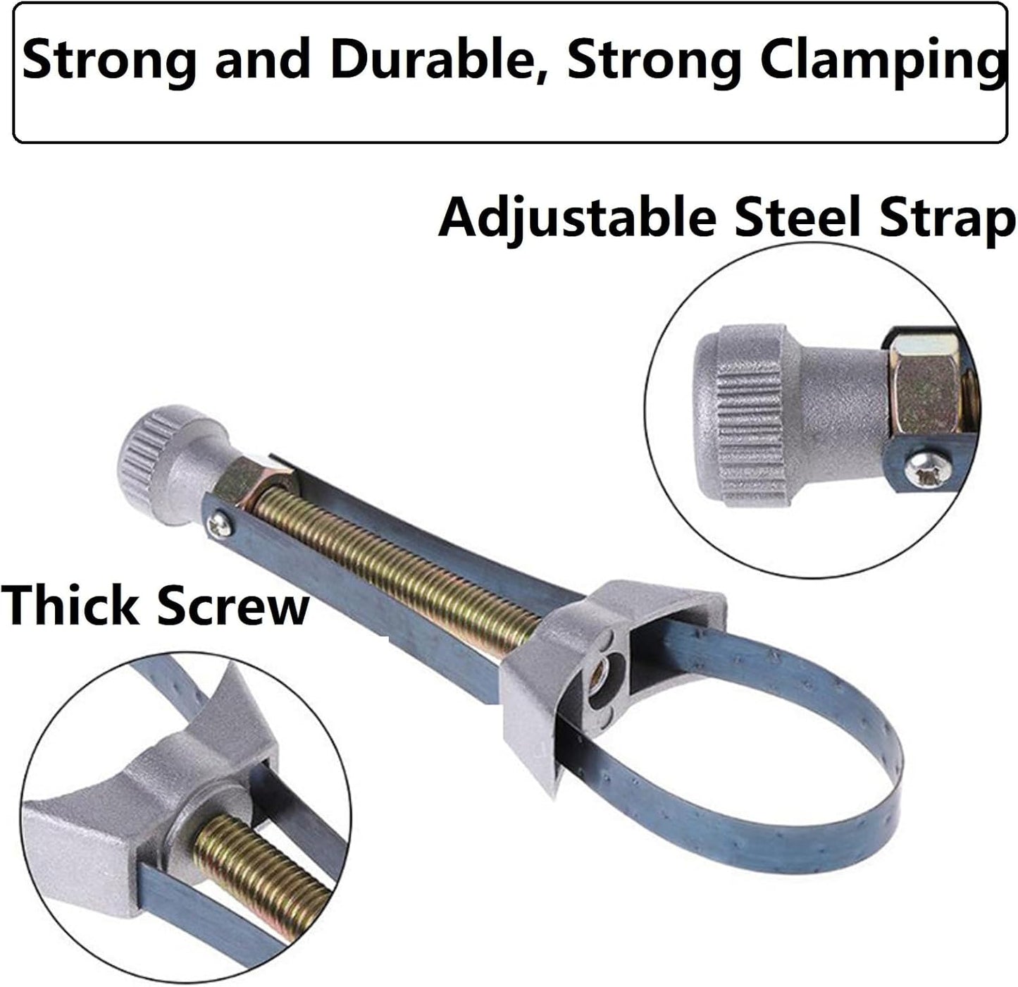 Ölfilterschlüssel Mit Metallband,Riemenschlüssel Zum Entfernen,Ölfilter Ausbau Werkzeugriemen Schlüsseldurchmesser Einstellbar,Verstellbares Ölfilter-Entfernungswerkzeug Für Öl,Auto,Lkw,60Mm Bis 120Mm