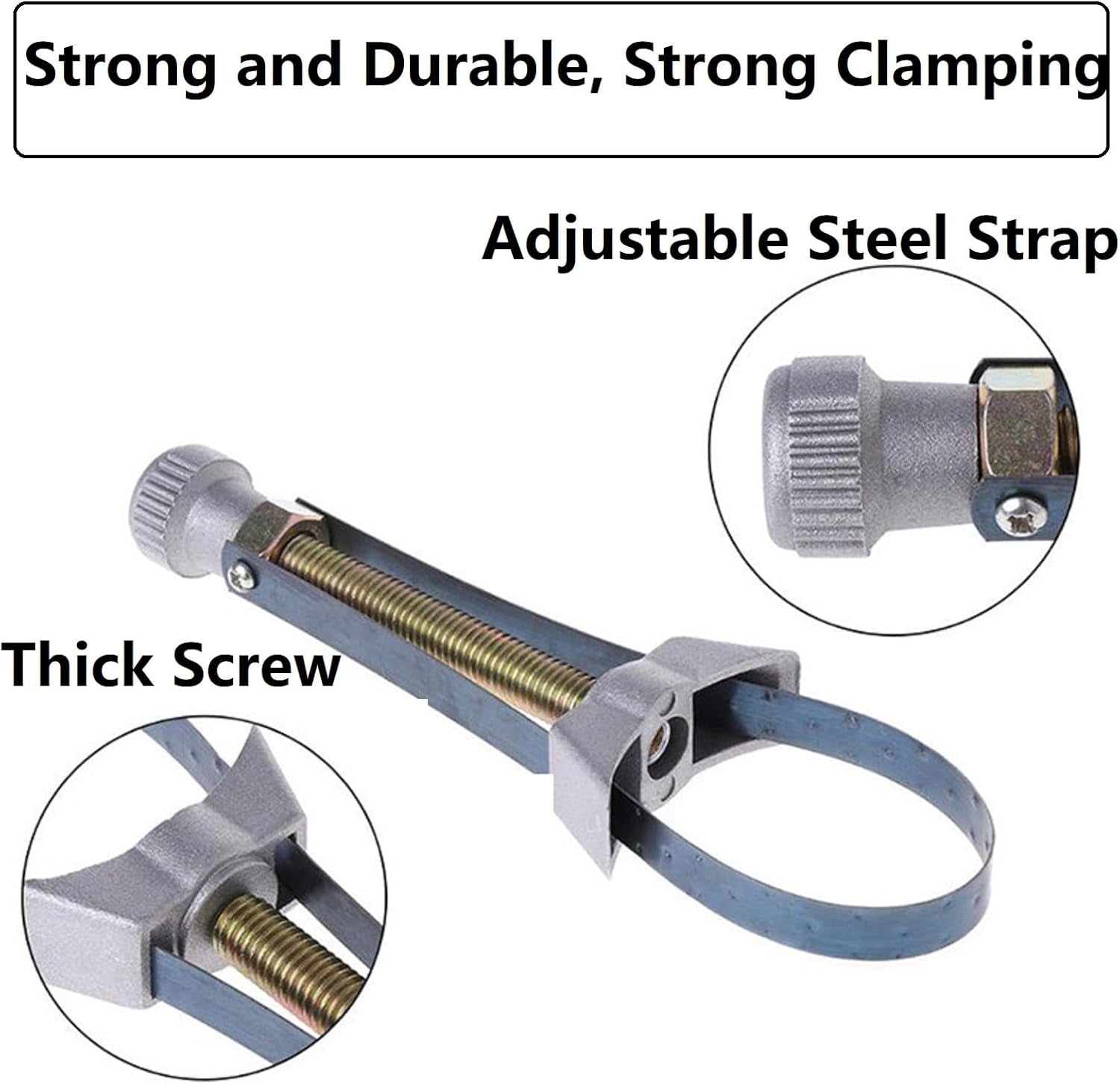 Ölfilterschlüssel Mit Metallband,Riemenschlüssel Zum Entfernen,Ölfilter Ausbau Werkzeugriemen Schlüsseldurchmesser Einstellbar,Verstellbares Ölfilter-Entfernungswerkzeug Für Öl,Auto,Lkw,60Mm Bis 120Mm