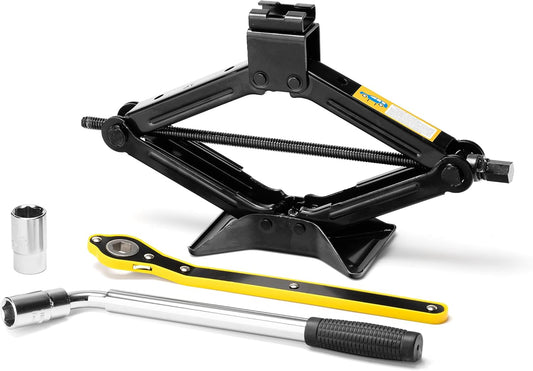 Sevico Wagenheber Mit Radkreuz - Scherenwagenheber Für Auto 2 Tonnen Tragkraft Für Werkstatt Und Hobby | Autoheber-Set - Scherenheber Mit Radschlüssel