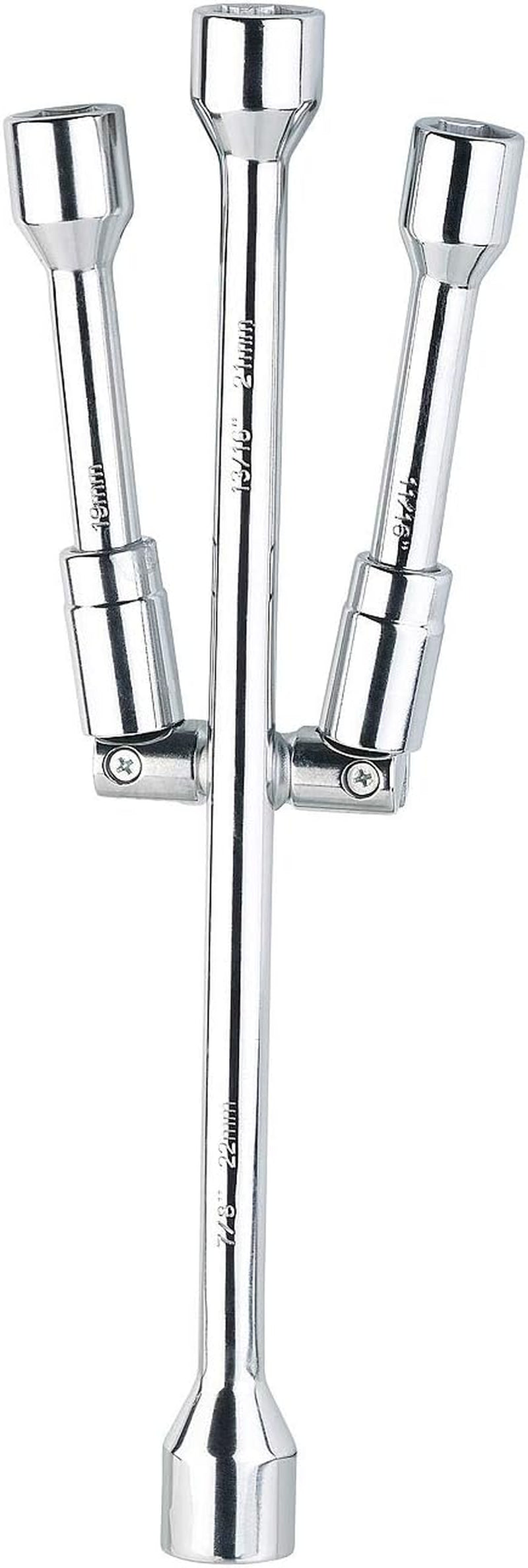 AGT Schlüssel: Faltbarer Kreuzschlüssel Für Radmuttern Der Größen 17, 19, 21 & 23 Mm (Schraubenschlüssel, Radkreuz, Drehmomentschlüssel)