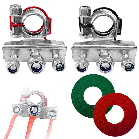2 Stück Batterieklemmen 3-Fach Steckverbinder, Leisure Batterieklemmen Batterie Polklemmen 12V PKW Batterieklemme Für Auto Van Wohnwagen Boot