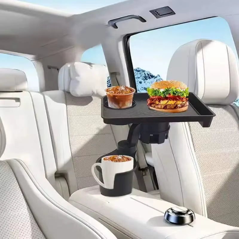 Universal Car Cup Holder Tray with Dual Cup Holder Organized Table Food Car Tray Portable Adjustable Drink Stand