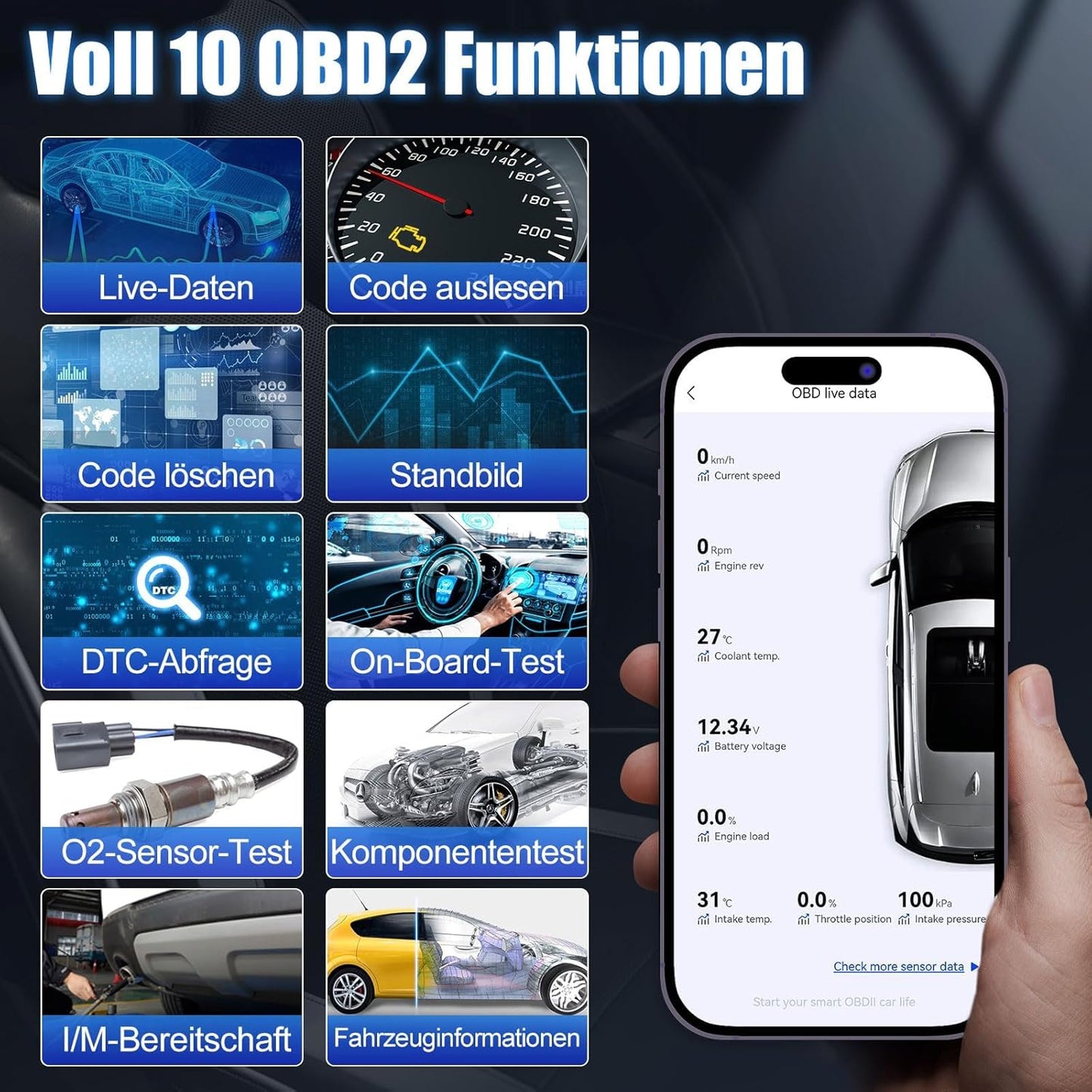 XTOOL AD20 Pro OBD2 Diagnosegerät Auto Scanner Alle System Scan, Obd2 Auslesegerät Mit Dtc-Definition, Öl-Reset, 15+ Sprachen, Spannungserkennung, Lebenslange Kostenlose Updates, Für Ios Und Android