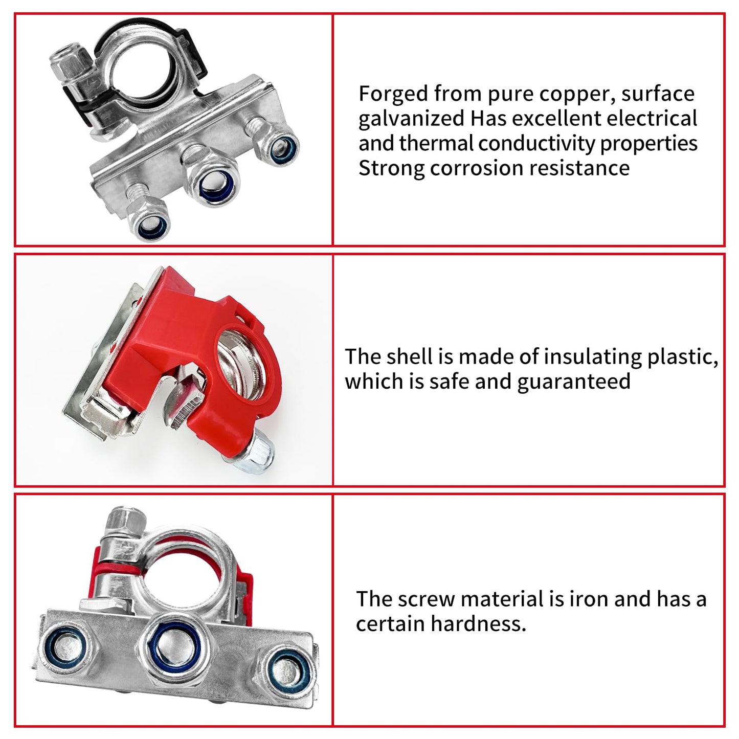 2 Stück Batterieklemmen 3-Fach Steckverbinder, Leisure Batterieklemmen Batterie Polklemmen 12V PKW Batterieklemme Für Auto Van Wohnwagen Boot