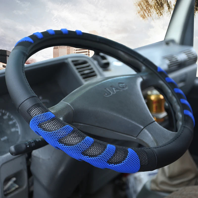 BLUE PU Leather Steering Wheel Covers for Car Bus Truck 36 38 40 42 45 47 50Cm Diameter Auto Steering-Wheel Cover