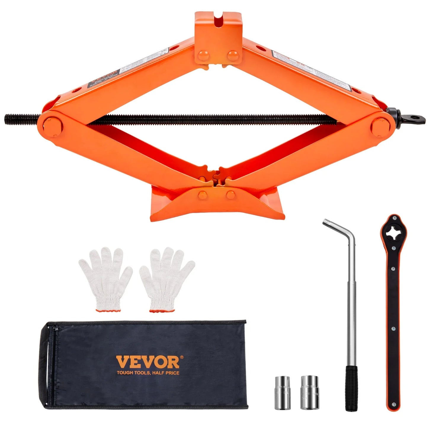 VEVOR Scissor Jack, 2.5 Ton/5512 Lbs Scissor Car Jack, 3.7-17.1 Lifting Range Scissor Lift Jack with Ratcheting Handle and L-Wrench, Portable Tire Jack for Cars Trucks Sedans Mpvs