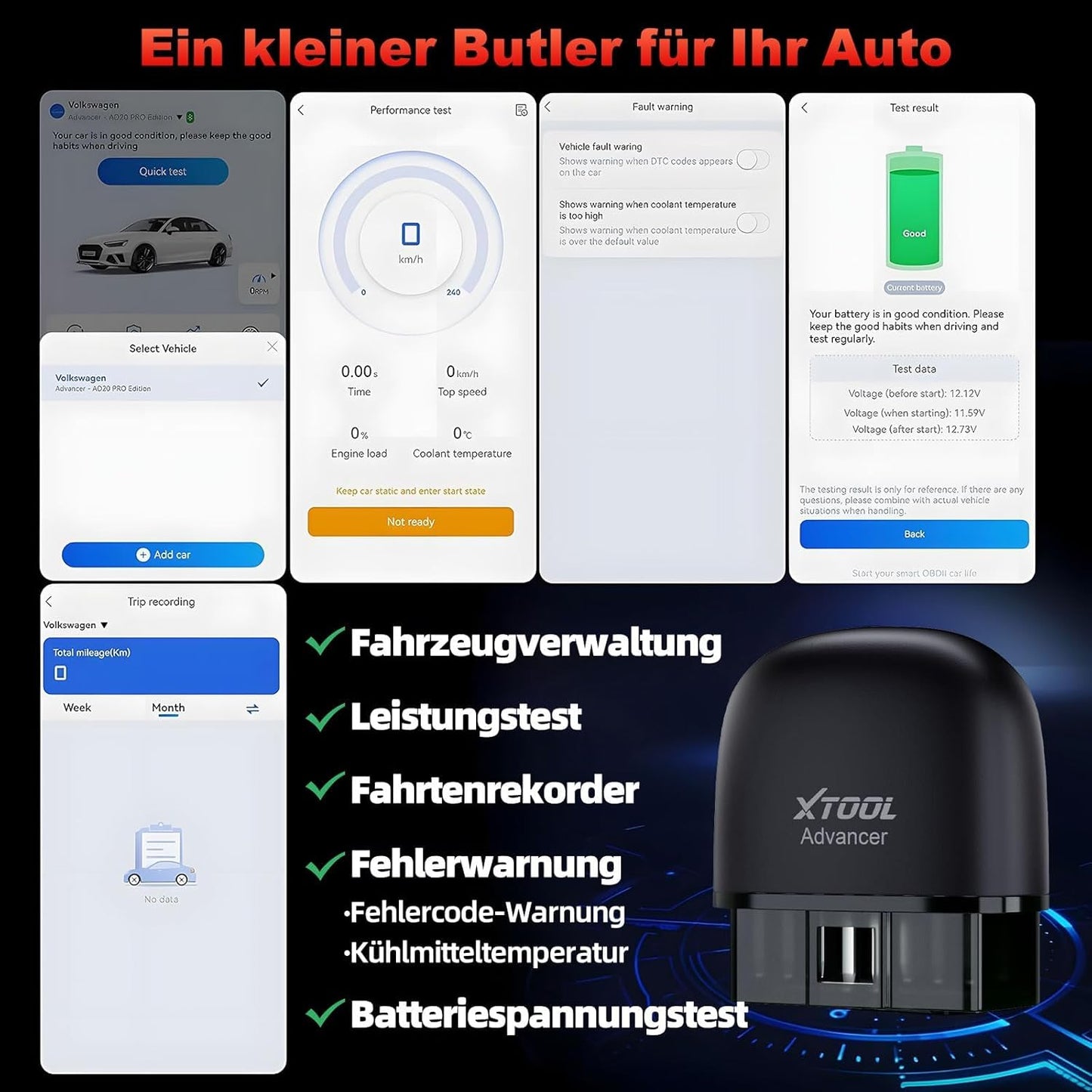 XTOOL AD20 Pro OBD2 Diagnosegerät Auto Scanner Alle System Scan, Obd2 Auslesegerät Mit Dtc-Definition, Öl-Reset, 15+ Sprachen, Spannungserkennung, Lebenslange Kostenlose Updates, Für Ios Und Android