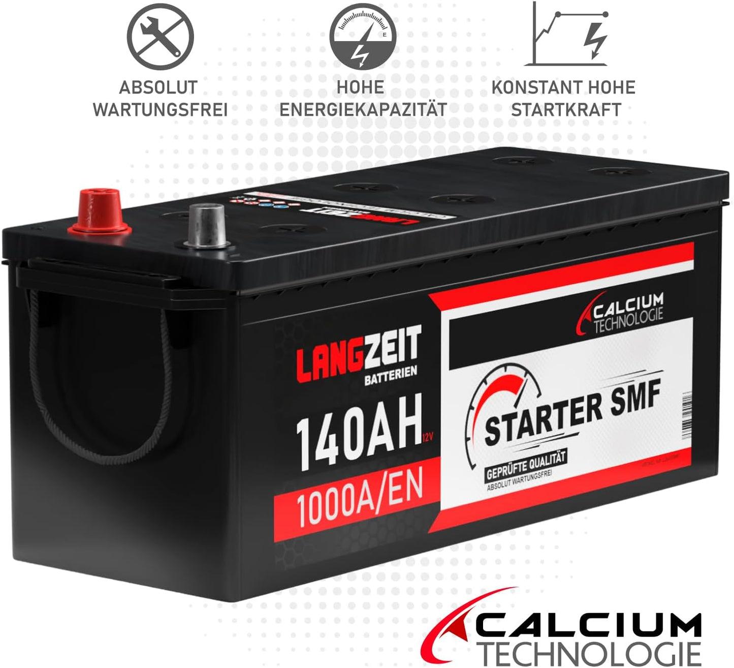 Langzeit LKW Batterie 12V 140Ah 1000A/EN SMF Batterie Verschlossen Starterbatterie Schlepper Traktor Statt 120Ah 125Ah 135Ah