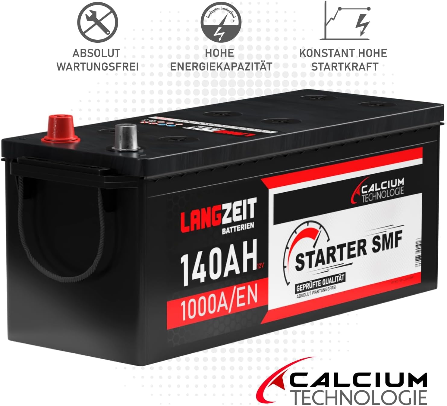 Langzeit LKW Batterie 12V 140Ah 1000A/EN SMF Batterie Verschlossen Starterbatterie Schlepper Traktor Statt 120Ah 125Ah 135Ah