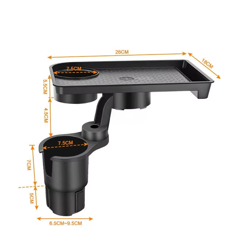 Universal Car Cup Holder Tray with Dual Cup Holder Organized Table Food Car Tray Portable Adjustable Drink Stand