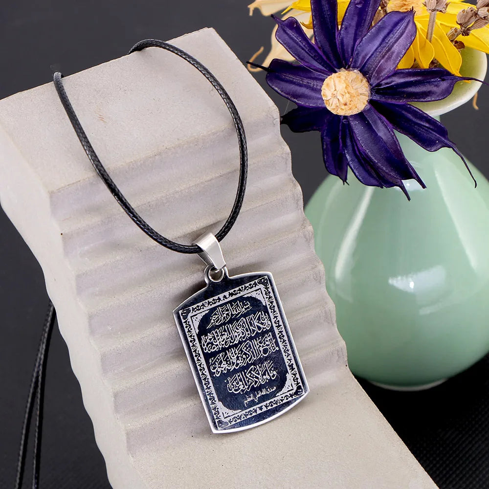 Stainless Steel Muslim Islam Allah Quran Charm Car Pendant Rearview Mirror Decoration Ornaments Auto Accessories