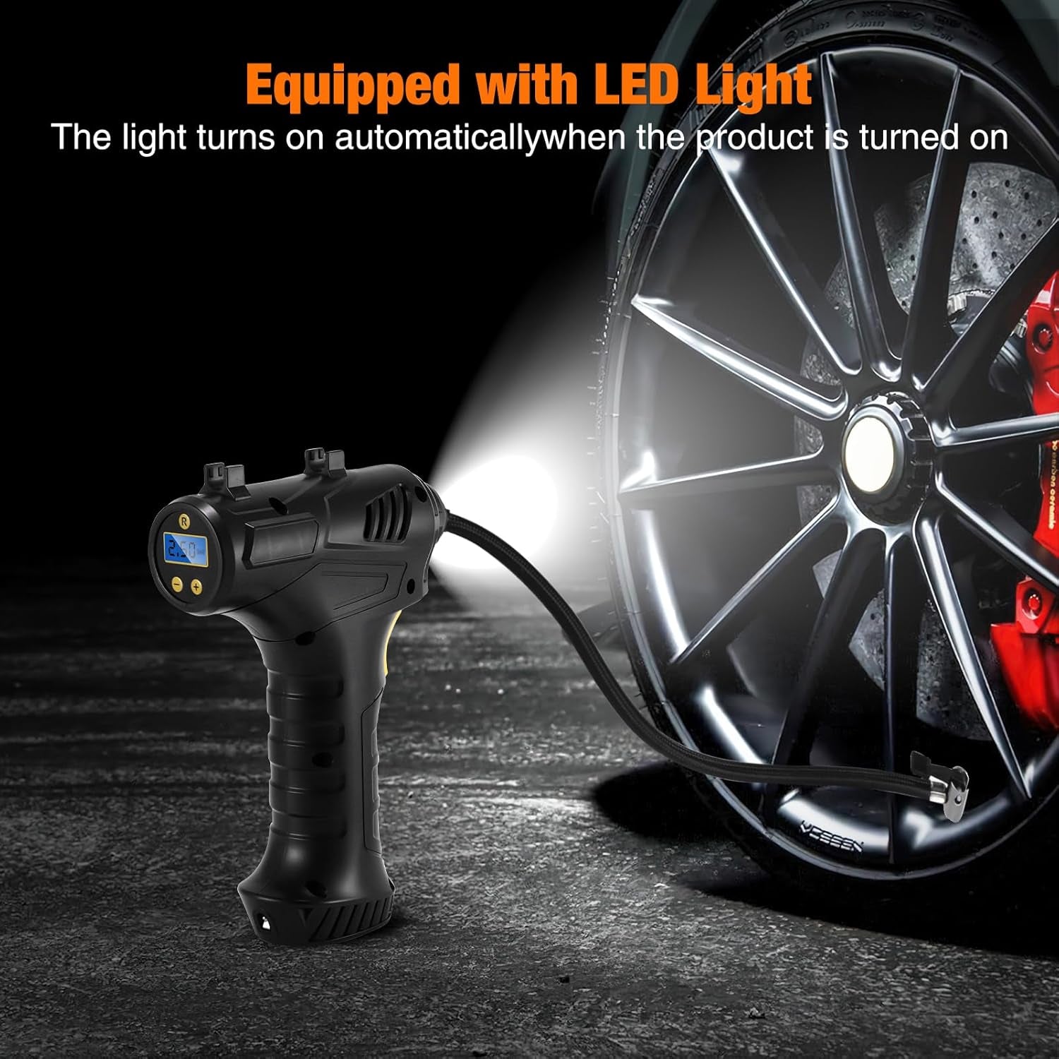 Luftpumpe Für Autoreifen, Kabellos, Elektrische Reifenpumpe, 150 PSI, Tragbar, Elektrische Pumpe Für Autoreifen Mit Led-Licht, Für Motorrad Bike Ball, 168CQJ