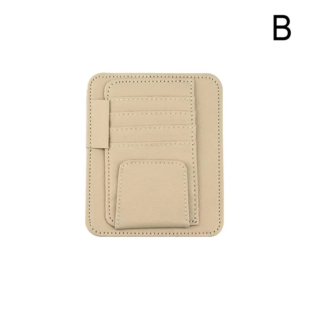 Car Sun Visor Organizer Multi-Pocket Leather Sunglasses Holder Storage Card Holder Card IC Glasses Clip Sunshade Bag Car-Storage