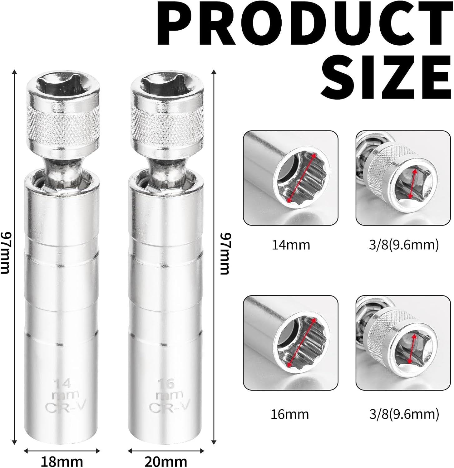 Zündkerzenschlüssel 14Mm Und 16Mm, 2 Stück Magnet Universal Flexibel Zündkerzenschlüssel Satz Werkzeuge Zum Entfernen Für Die Autoreparatur
