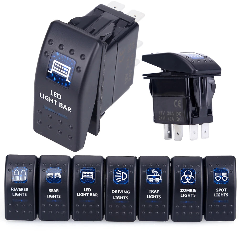 Car Switch Boat Truck Light Toggle Switch Waterproof 12/24V 5Pin Car Light Switch Toggle Rocker Rear Light Switch Car Accessorie