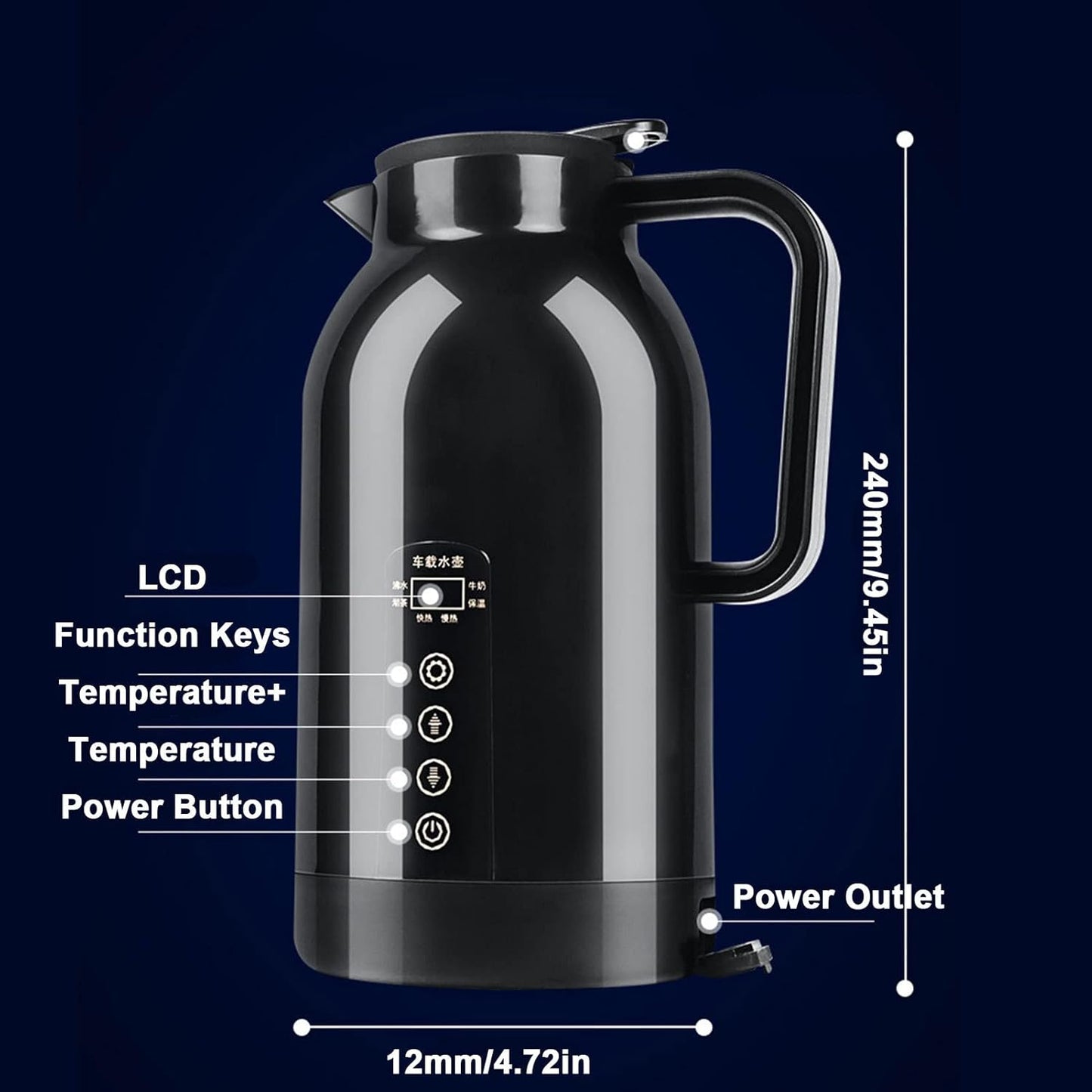Auto Reisewasserkocher | Hitzebeständiger Wasserkocher Fürs Auto | 1150 Ml 12 V / 24 V Heizbecher Für Auto Stark Versiegelnde Touchscreen-Temperaturregelung Für Wasserkaffee