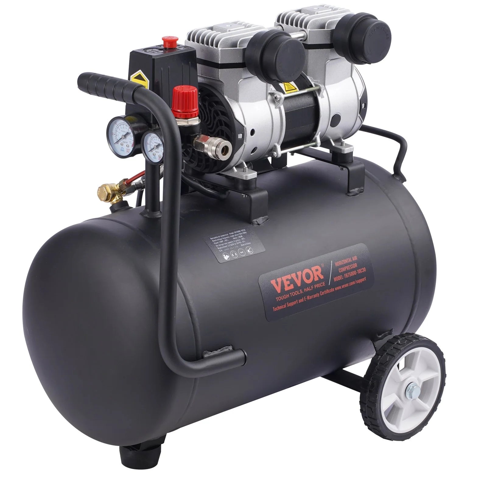VEVOR Air Compressor Compact Portable Oil Free Compressor 8 Gallon 90 PSI