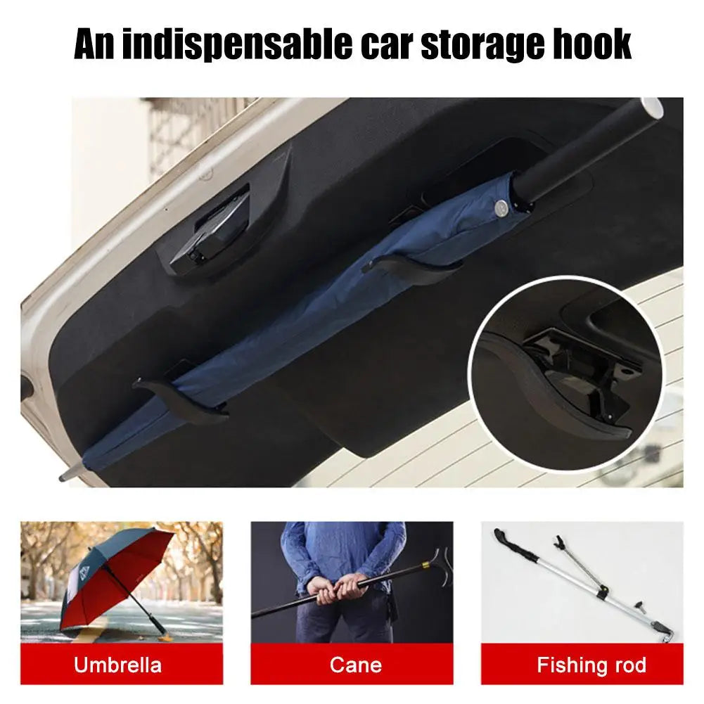 2Pcs Car Hook, Car Umbrella Storage Car Interior，Seat Back Hook, Multi-Purpose Trunk Umbrella Fixing Bracket