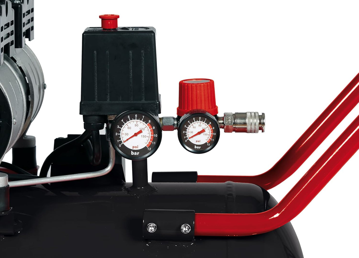 Einhell Kompressor TE-AC 270/50 Silent plus (1500 W., Max. 8 Bar, 50 L-Tank, 270 L/Min Ansaugleistung, Motordrehzahl 1450 Min^-1, Druckminderer, Manometer, Ölfrei)