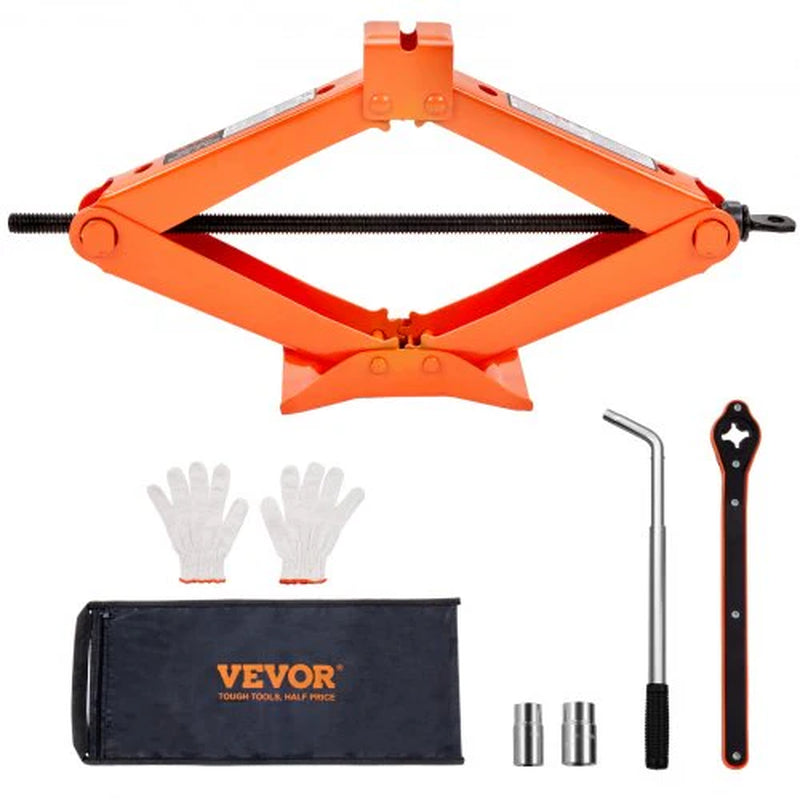 VEVOR Scissor Jack, 2.5 Ton/5512 Lbs Scissor Car Jack, 3.7-17.1 Lifting Range Scissor Lift Jack with Ratcheting Handle and L-Wrench, Portable Tire Jack for Cars Trucks Sedans Mpvs