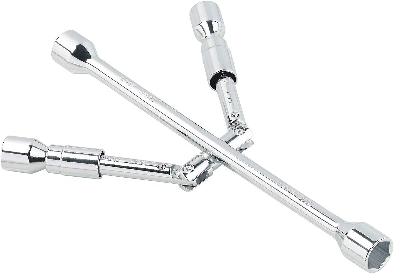 AGT Schlüssel: Faltbarer Kreuzschlüssel Für Radmuttern Der Größen 17, 19, 21 & 23 Mm (Schraubenschlüssel, Radkreuz, Drehmomentschlüssel)