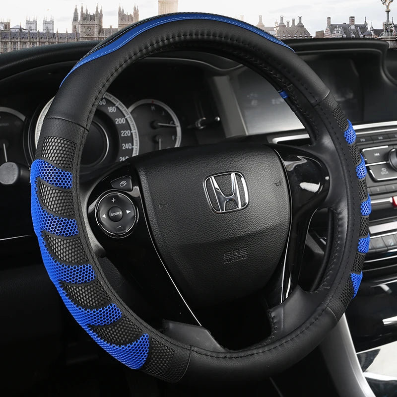 BLUE PU Leather Steering Wheel Covers for Car Bus Truck 36 38 40 42 45 47 50Cm Diameter Auto Steering-Wheel Cover