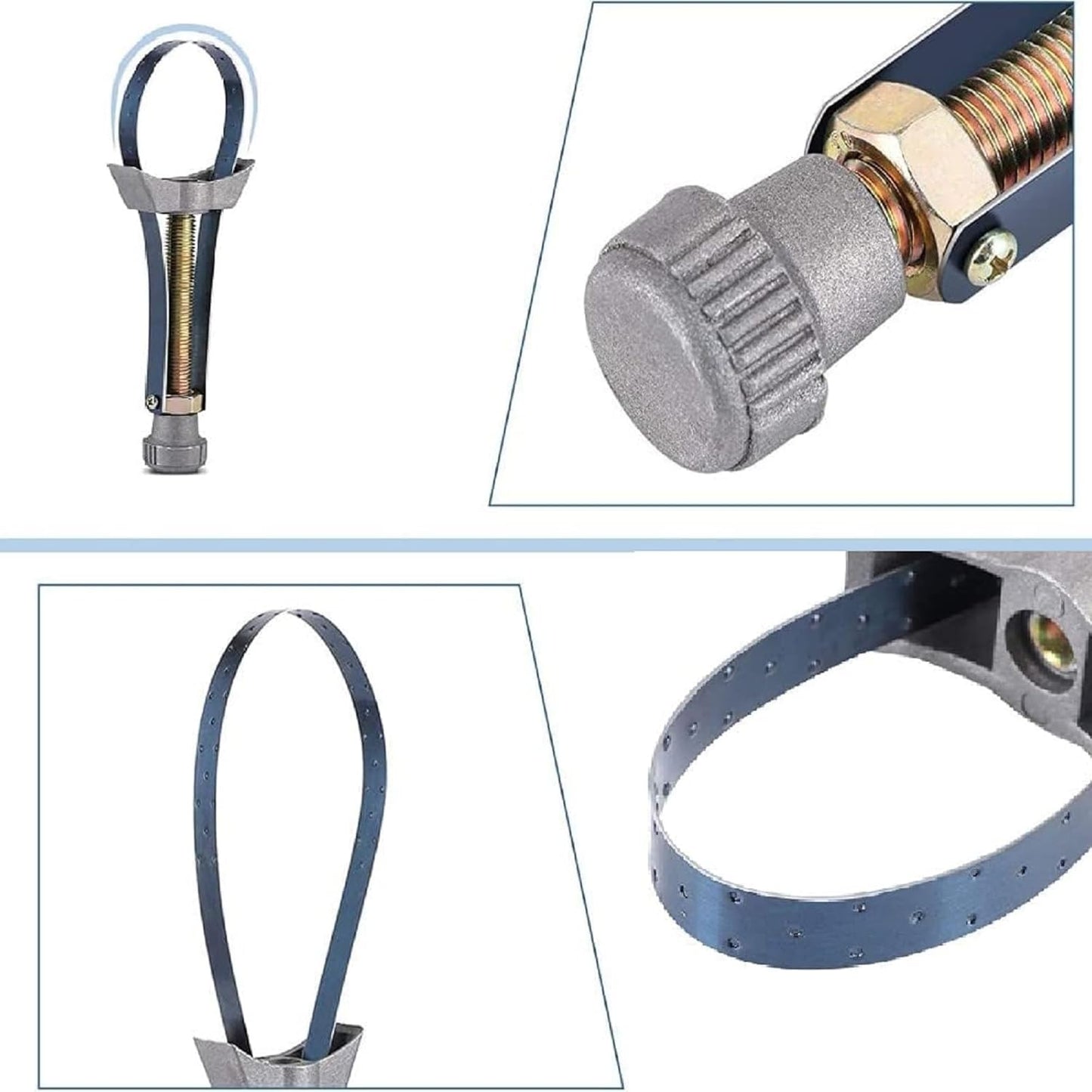 Ölfilterschlüssel Mit Metallband,Riemenschlüssel Zum Entfernen,Ölfilter Ausbau Werkzeugriemen Schlüsseldurchmesser Einstellbar,Verstellbares Ölfilter-Entfernungswerkzeug Für Öl,Auto,Lkw,60Mm Bis 120Mm