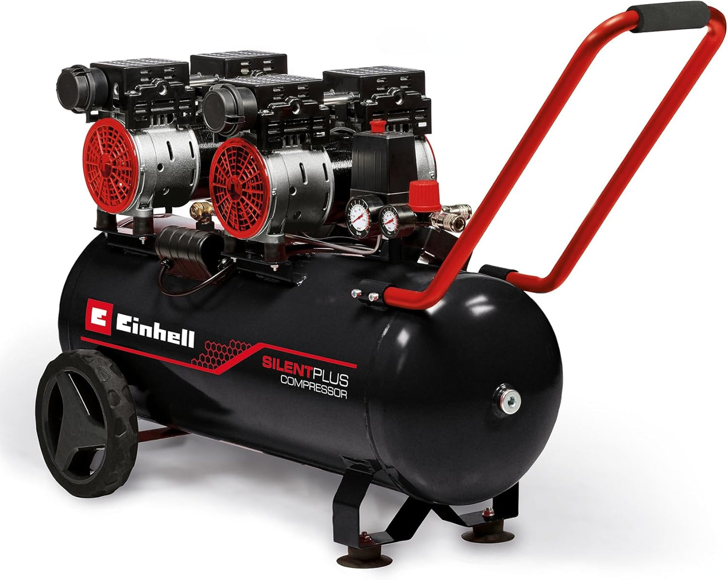 Einhell Kompressor TE-AC 270/50 Silent plus (1500 W., Max. 8 Bar, 50 L-Tank, 270 L/Min Ansaugleistung, Motordrehzahl 1450 Min^-1, Druckminderer, Manometer, Ölfrei)