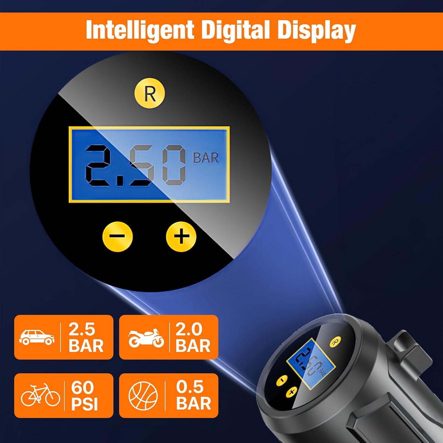 Luftpumpe Für Autoreifen, Kabellos, Elektrische Reifenpumpe, 150 PSI, Tragbar, Elektrische Pumpe Für Autoreifen Mit Led-Licht, Für Motorrad Bike Ball, 168CQJ