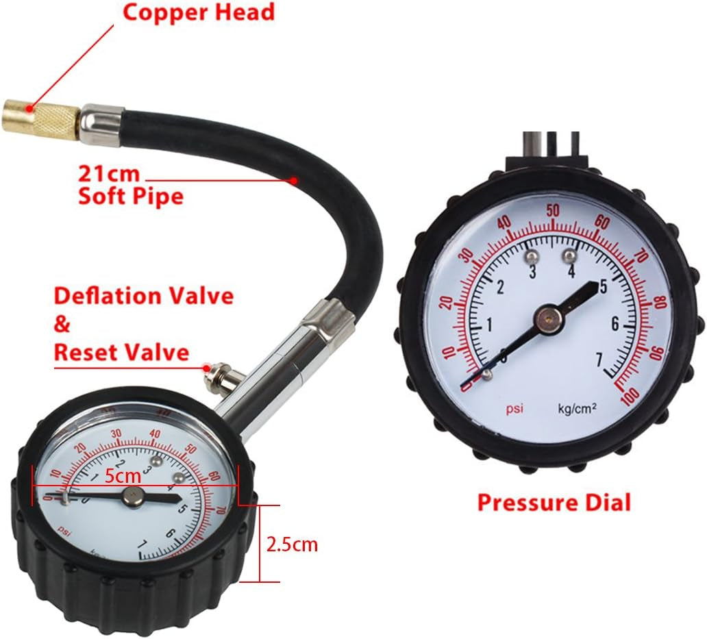 Andux Zone Reifen Luftdruckmesser Messgerät Tester 0-100 PSI TYB-01