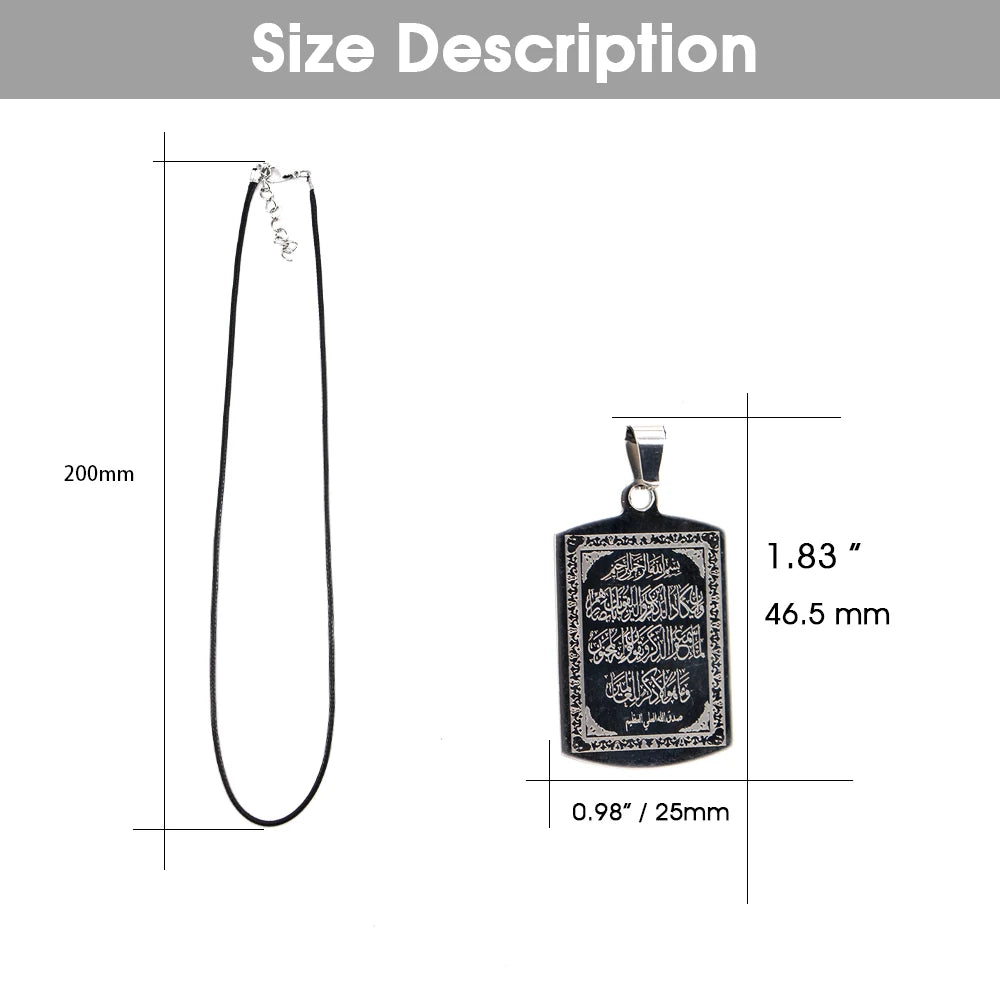 Stainless Steel Muslim Islam Allah Quran Charm Car Pendant Rearview Mirror Decoration Ornaments Auto Accessories