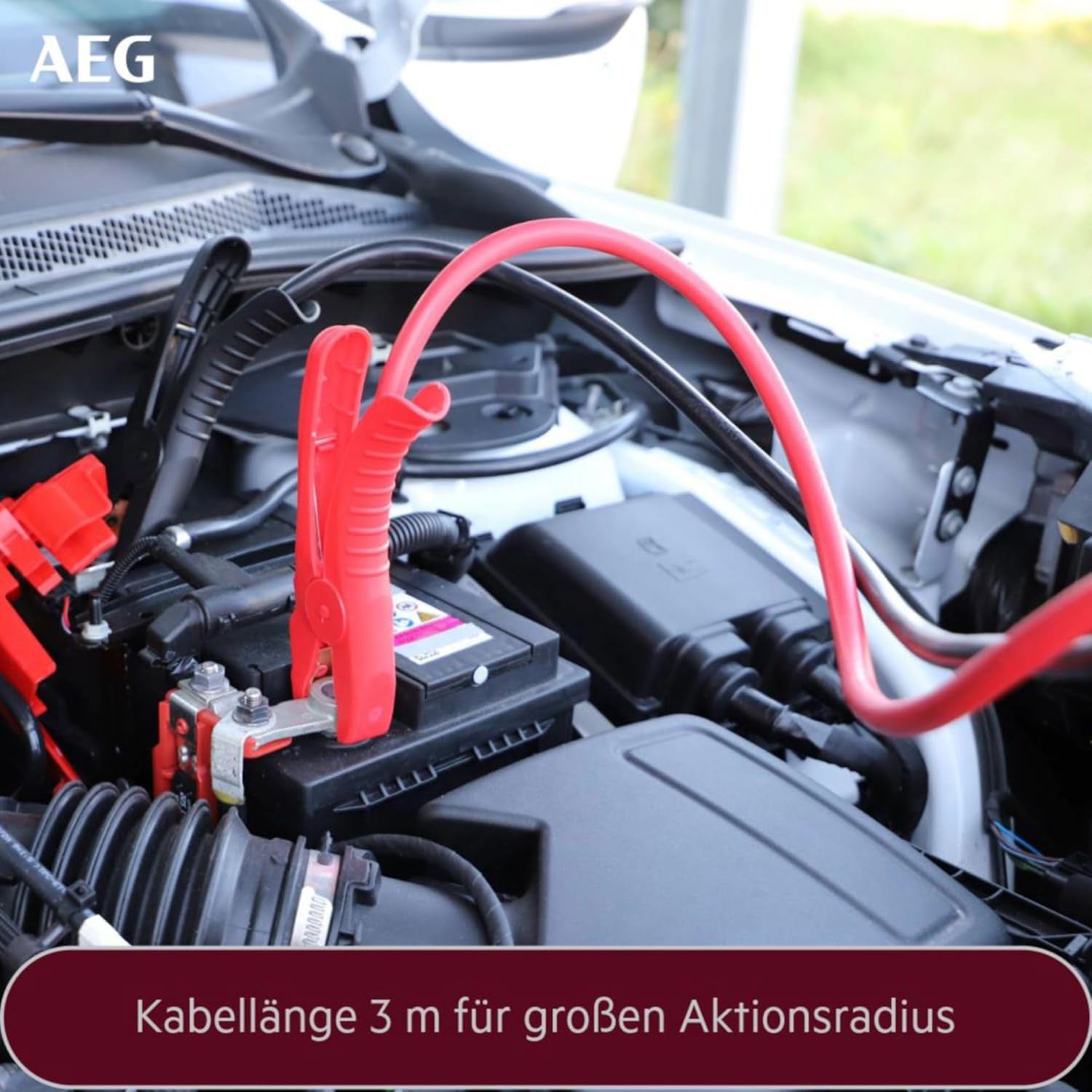 AEG Starthilfekabel Alu-Tec, Für 12 Volt Und 24 Volt, in Aufbewahrungstasche, 2 X 3M, Erfüllt DIN 72553