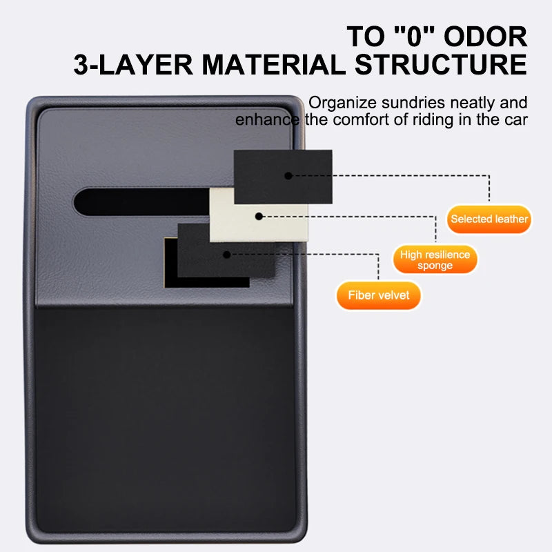 Car Arm Rest Storage Box Nappa Leather Armrest Organizer with Tissue Holder Universal Auto Center Console Extension Box