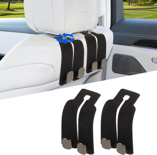 2 Pcs Multifunctional Headrest Hooks for Car, Premium Suede Material Purse Holder for Car, Double Car Seat Hooks for Headrest, Car Headrest Hook Fits Universal Car Seat Back Storage Hook