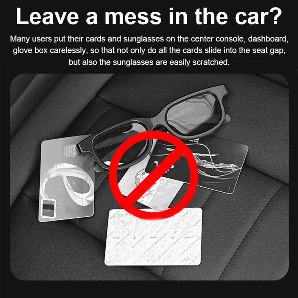 Car Sun Visor Organizer Multi-Pocket Leather Sunglasses Holder Storage Card Holder Card IC Glasses Clip Sunshade Bag Car-Storage