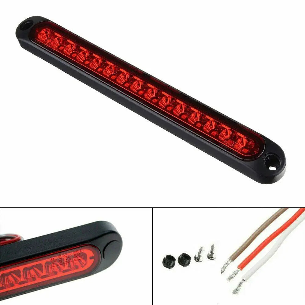 Universal LED Tail Rear Lamp for Trailer Truck Lorry Pickup - Brake/Stop/Turn Lights 12V-24V 15LED 25CM Light Bar Strip