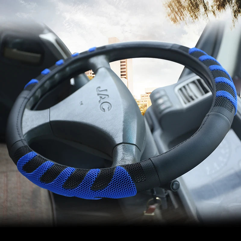 BLUE PU Leather Steering Wheel Covers for Car Bus Truck 36 38 40 42 45 47 50Cm Diameter Auto Steering-Wheel Cover