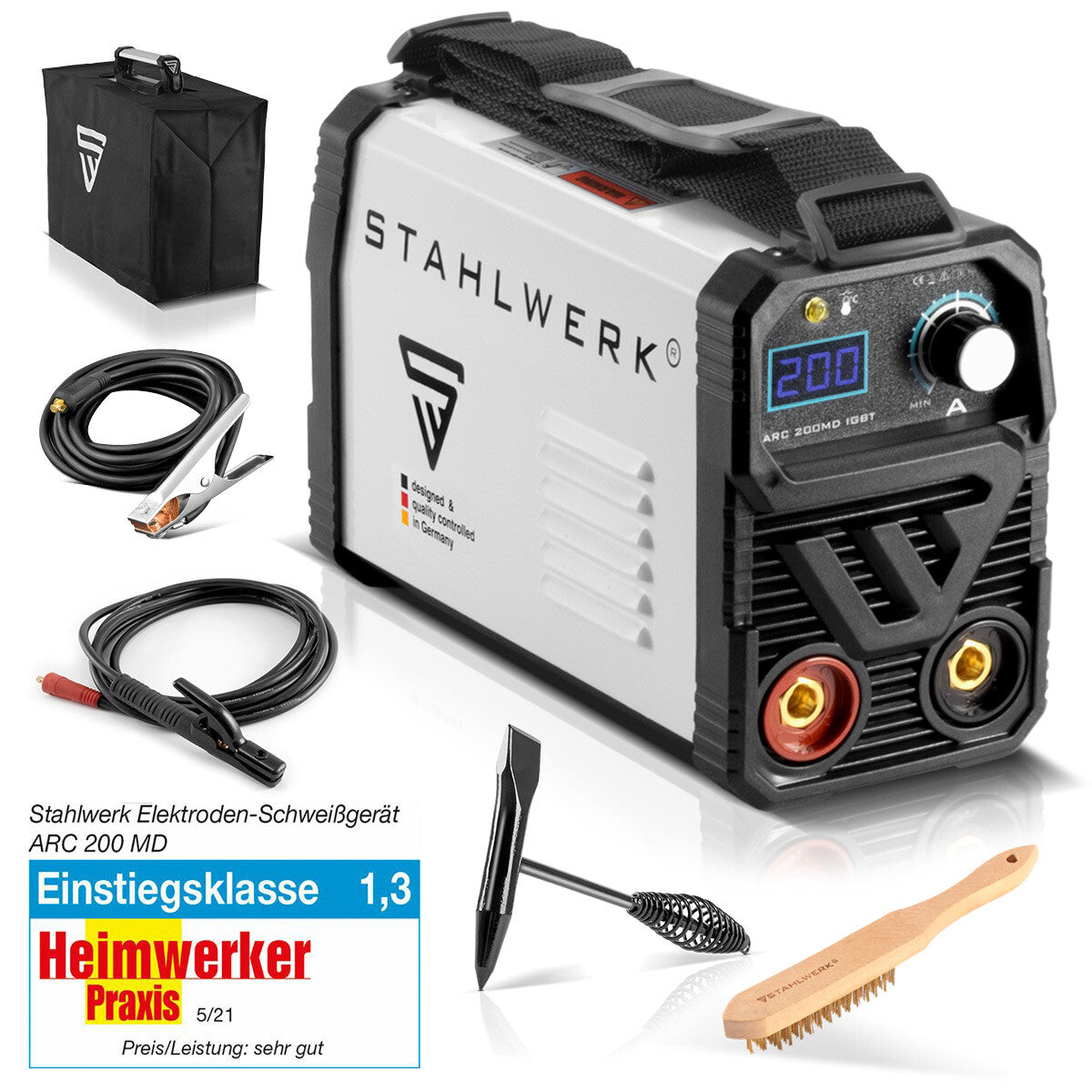 Schweißgerät STAHLWERK ARC 200 MD IGBT MMA E Hand Inverter Single-Board 200 A
