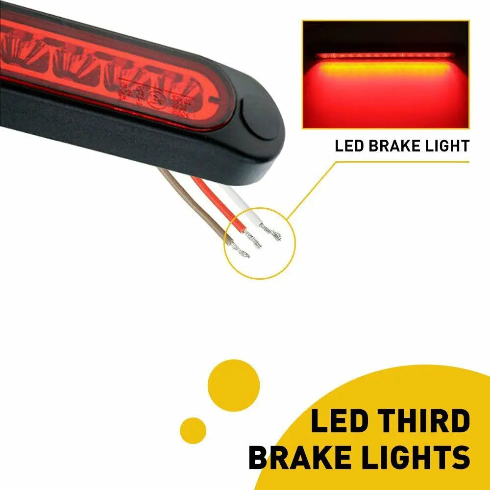 Universal LED Tail Rear Lamp for Trailer Truck Lorry Pickup - Brake/Stop/Turn Lights 12V-24V 15LED 25CM Light Bar Strip