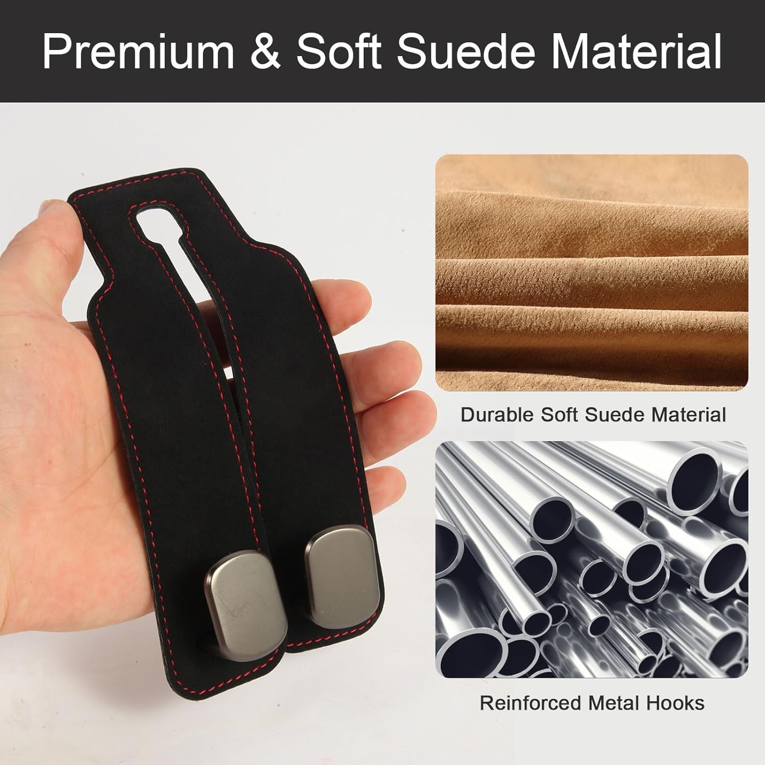 2 Pcs Multifunctional Headrest Hooks for Car, Premium Suede Material Purse Holder for Car, Double Car Seat Hooks for Headrest, Car Headrest Hook Fits Universal Car Seat Back Storage Hook