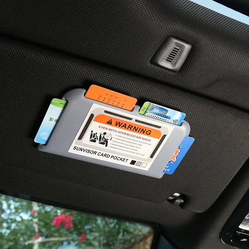 Car Sun Visor Card Holder Organizer Strong Pasting Storag Tidying Auto Instrument Panel Door Card Clip Car Interior Accessories