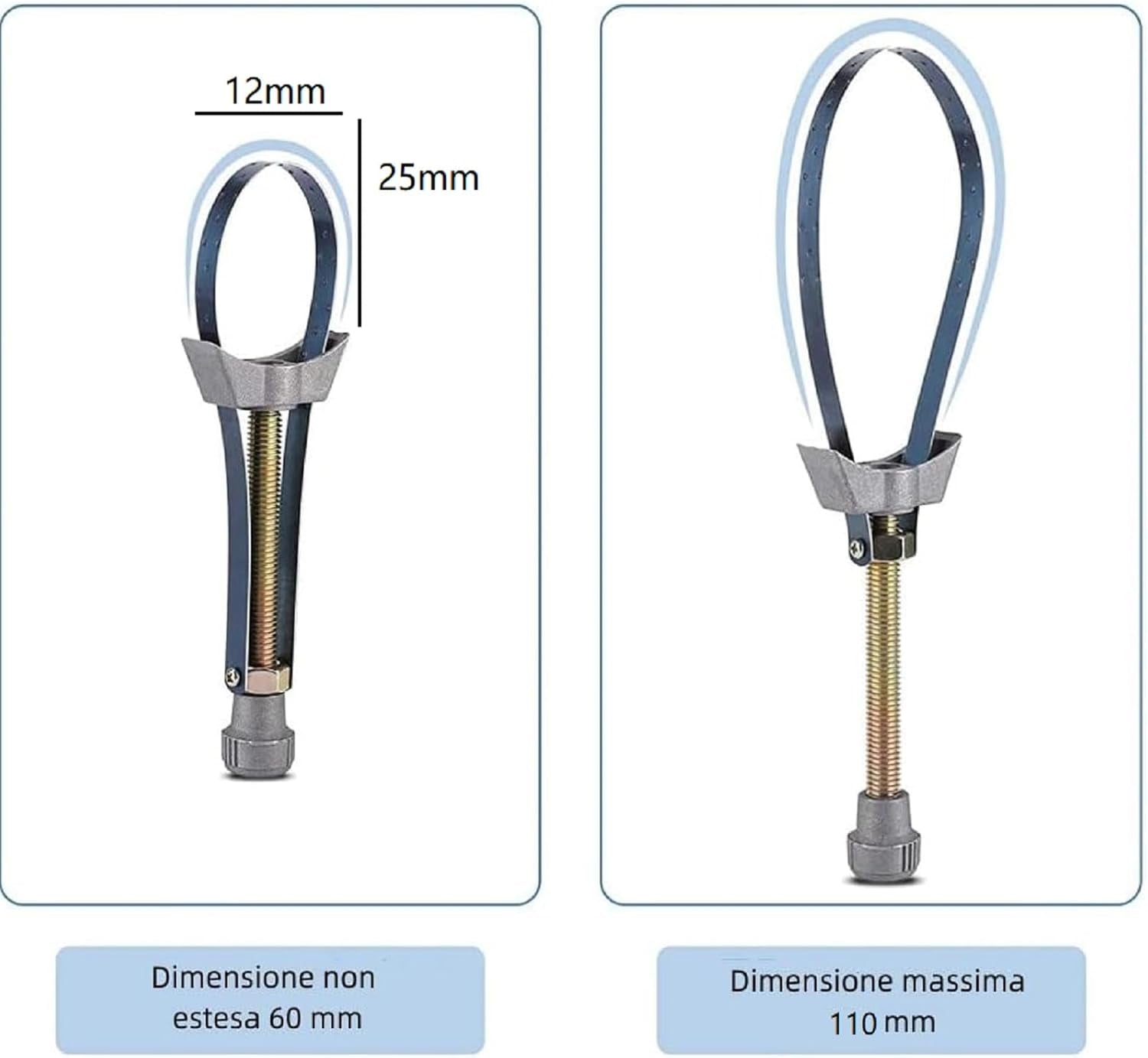 Ölfilterschlüssel Mit Metallband,Riemenschlüssel Zum Entfernen,Ölfilter Ausbau Werkzeugriemen Schlüsseldurchmesser Einstellbar,Verstellbares Ölfilter-Entfernungswerkzeug Für Öl,Auto,Lkw,60Mm Bis 120Mm