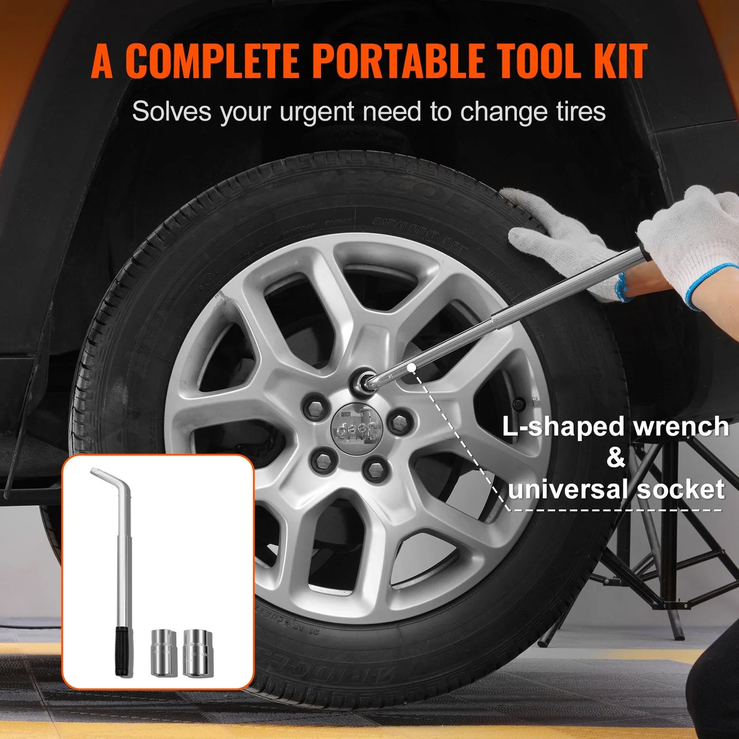 VEVOR Scissor Jack, 2.5 Ton/5512 Lbs Scissor Car Jack, 3.7-17.1 Lifting Range Scissor Lift Jack with Ratcheting Handle and L-Wrench, Portable Tire Jack for Cars Trucks Sedans Mpvs