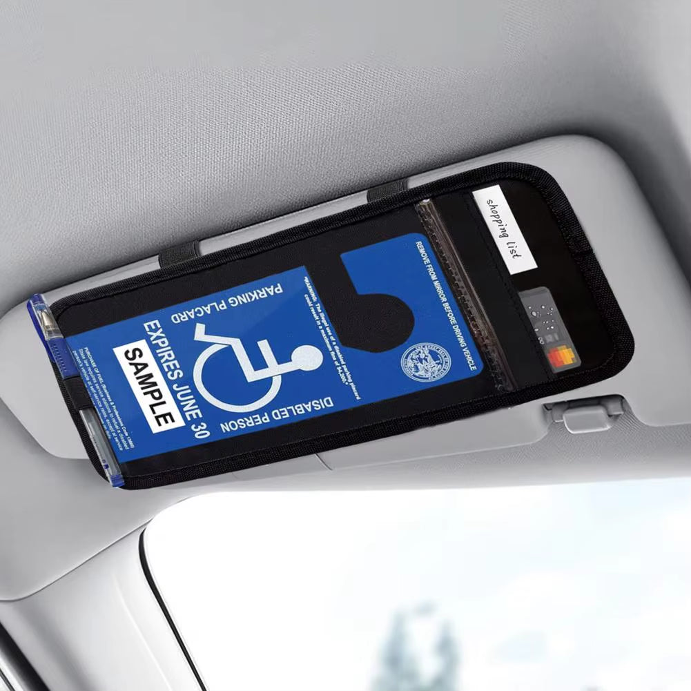 Handicap Placard Holder Disabled Parking Permit Sign Protector Universal Car Visor Auto Card Clip with Pen Holder Car Accessory