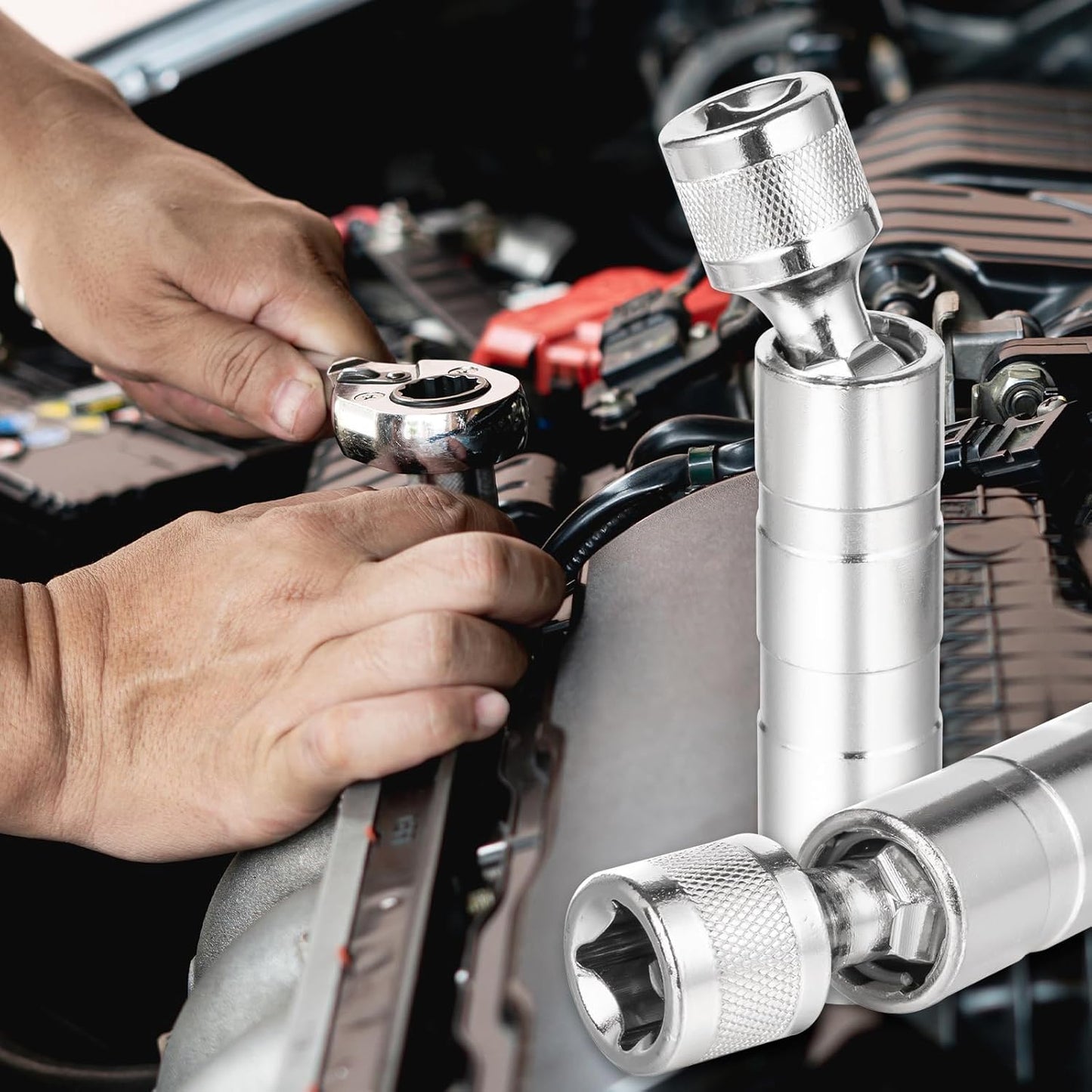 Zündkerzenschlüssel 14Mm Und 16Mm, 2 Stück Magnet Universal Flexibel Zündkerzenschlüssel Satz Werkzeuge Zum Entfernen Für Die Autoreparatur